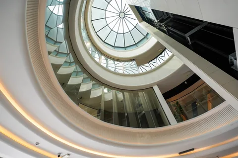 Skylight and balustrade rings above the Business Square atrium