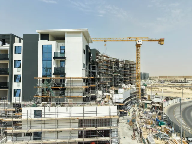 Aerial view of the Dubai South project under construction
