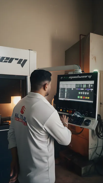 Al Tilal technician at the CNC control station on the factory floor