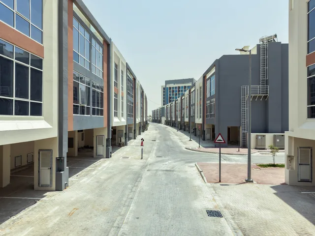 Rows of completed Wardana townhouses seen from the air